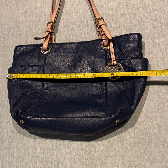 Michael Kors Dark Blue Tote with Tan Straps - Picture 11 of 13